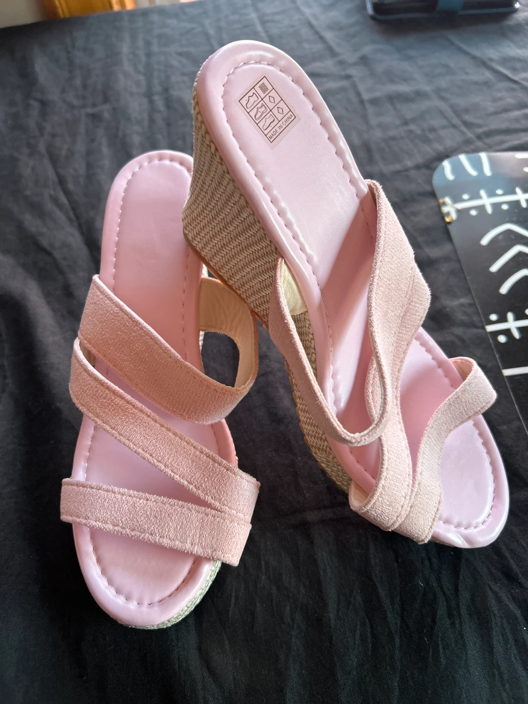 Pink Wedge Sandals - Size 8