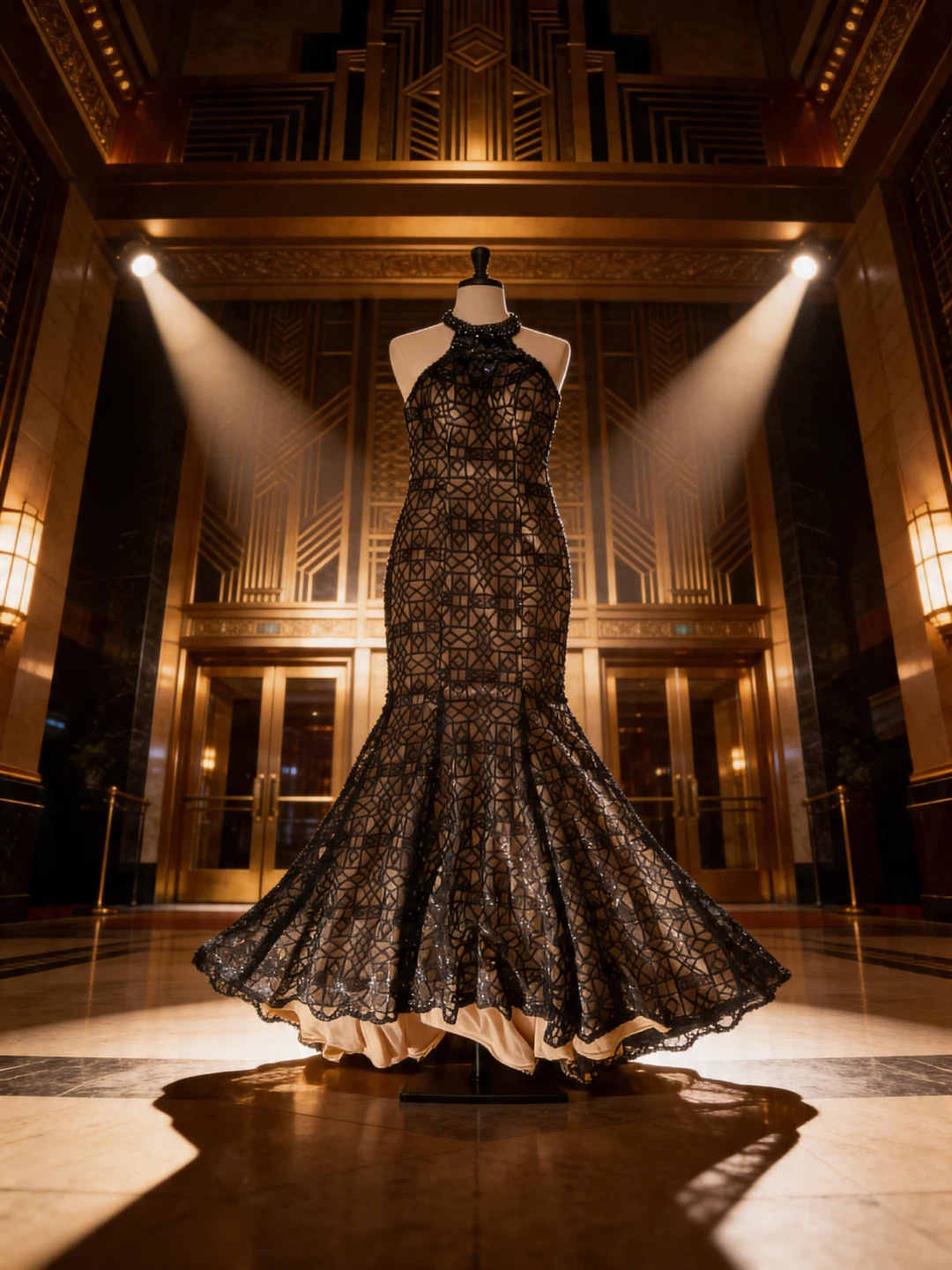 Black Lace Fishtail Gown - photo 2