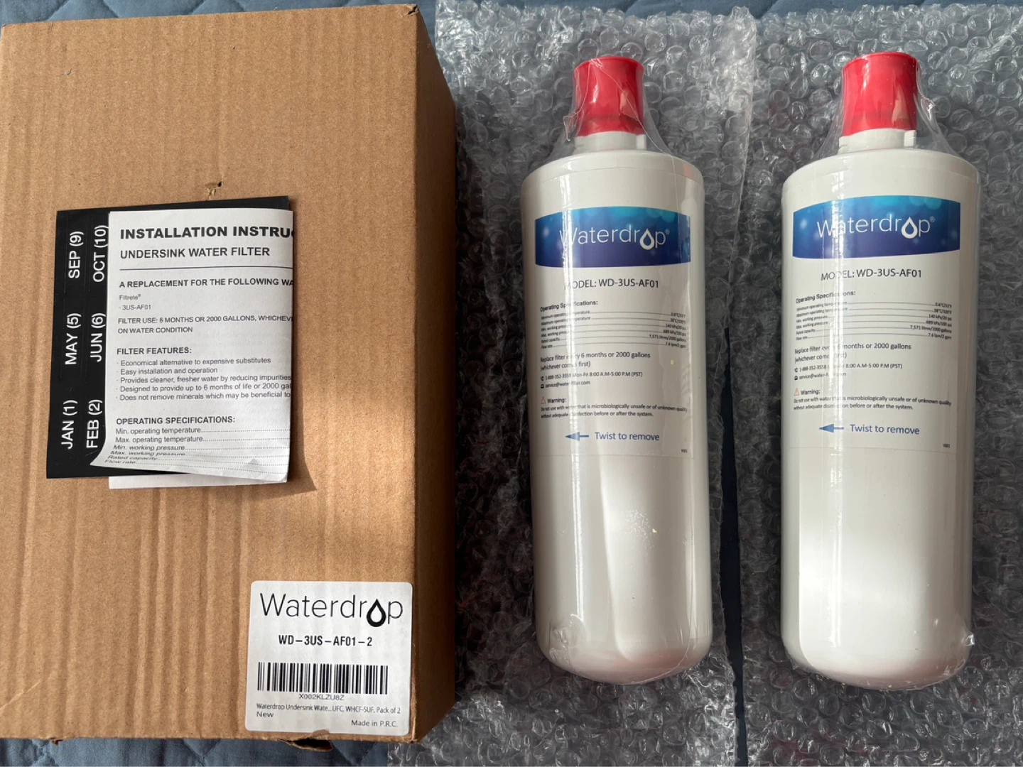 Waterdrop WD-3US-AF01 Undersink Water Filter (2 Pack)