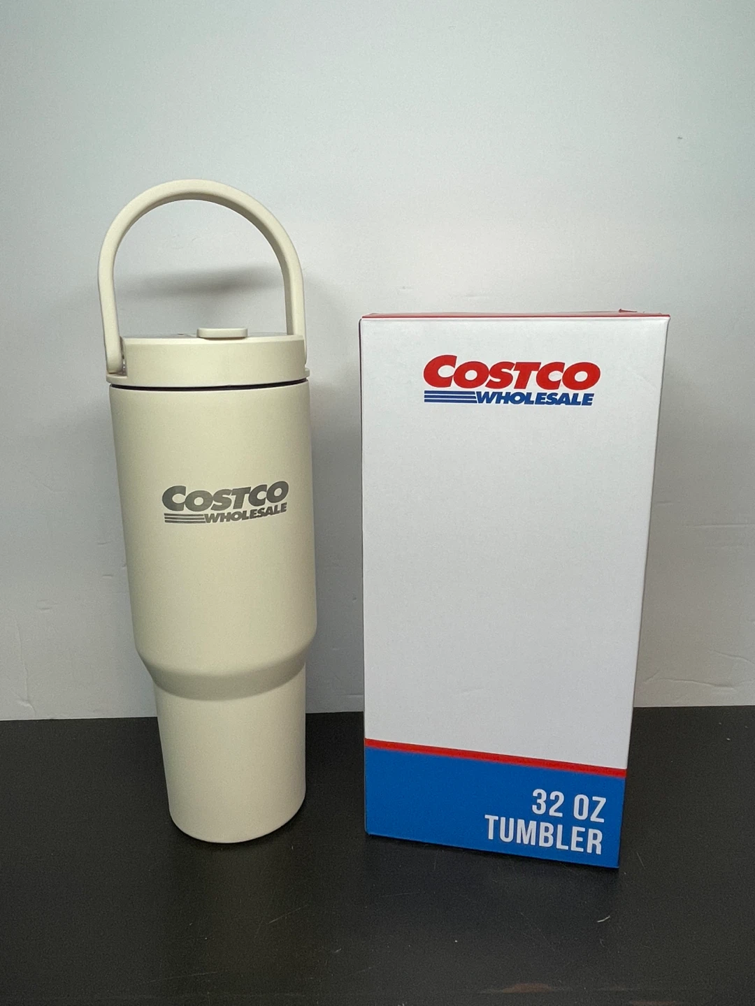 Costco 32 oz Stainless Steel Insulated Tumbler w/ Handle (Beige)