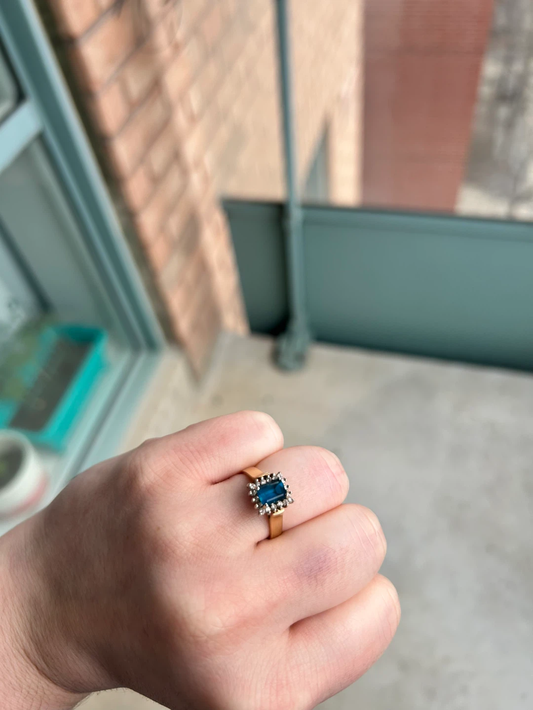 14K Gold Ring with Blue Stone
