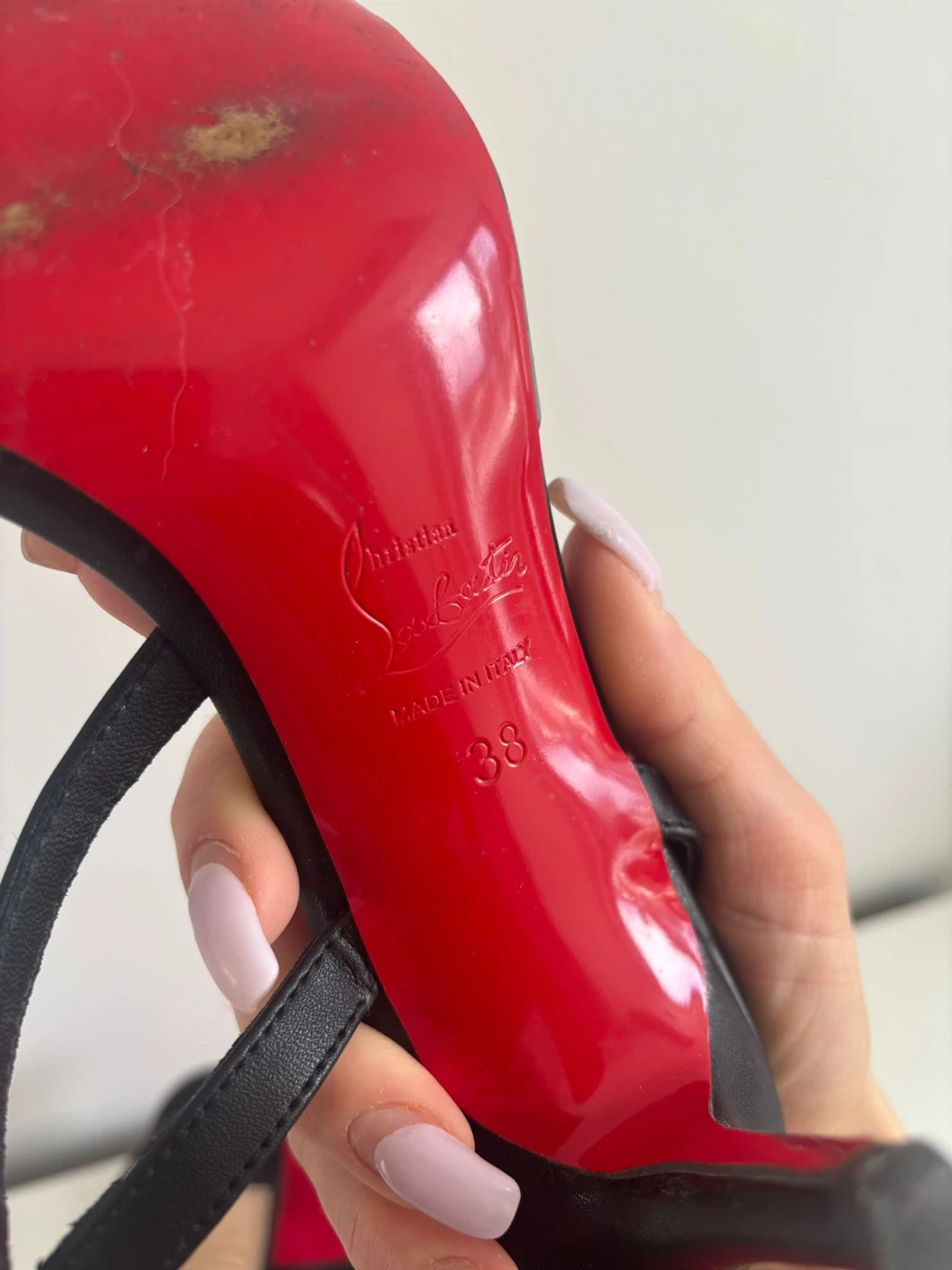 Christian Louboutin Black Leather Strappy Heels - Size 38 - photo 3
