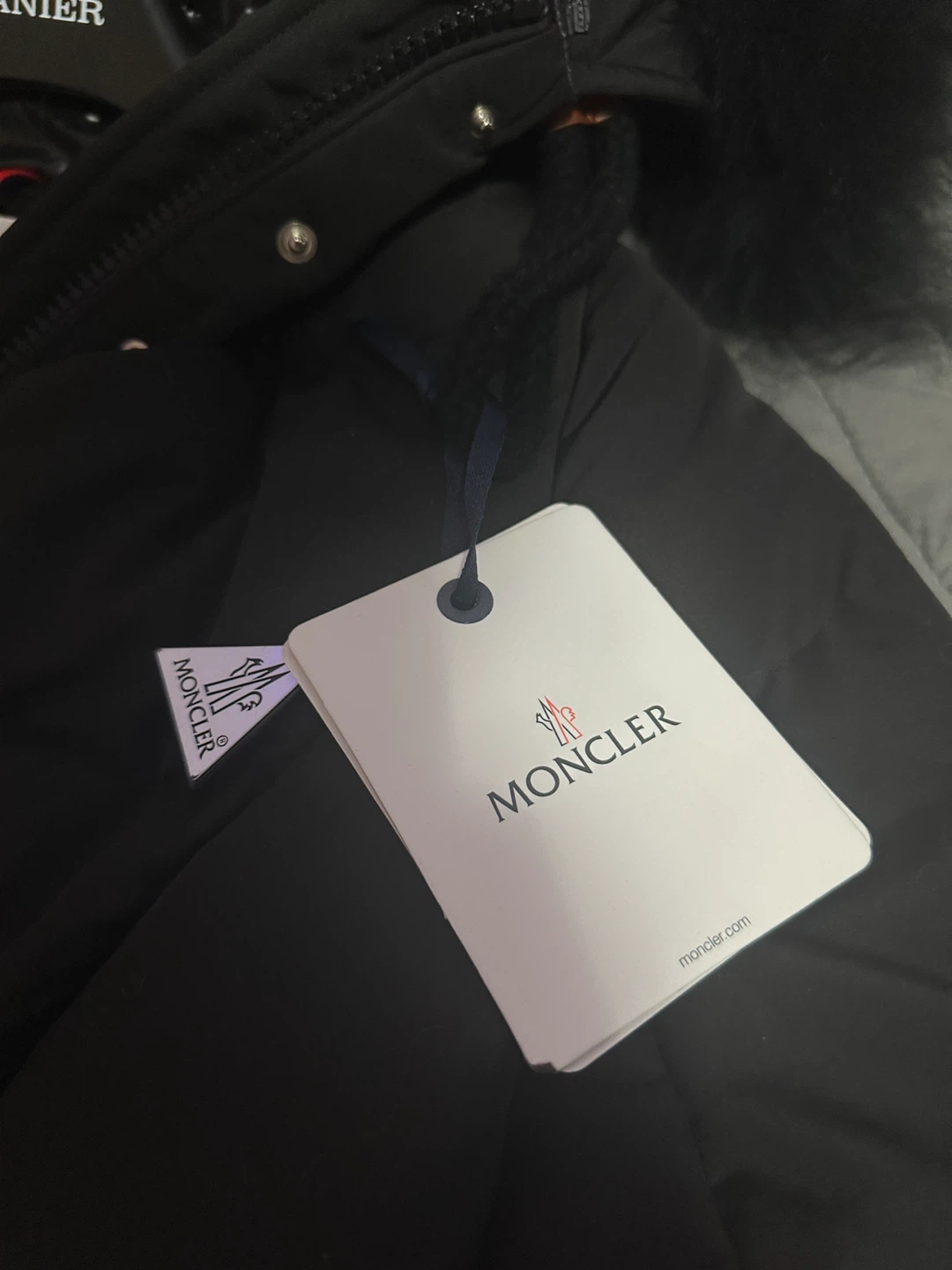 Moncler Black Down Puffer Coat with Fur Hood - photo 2