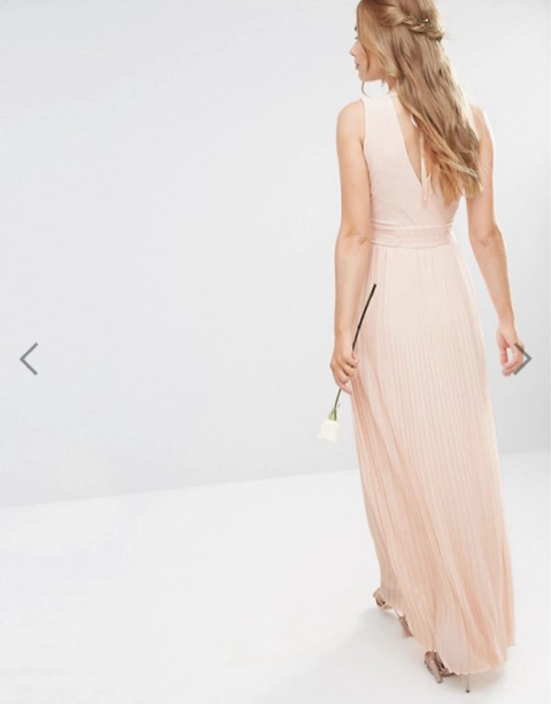 Pale Pink Pleated Maxi Dress / Prom Dress / Bridesmaid Dress - photo 2