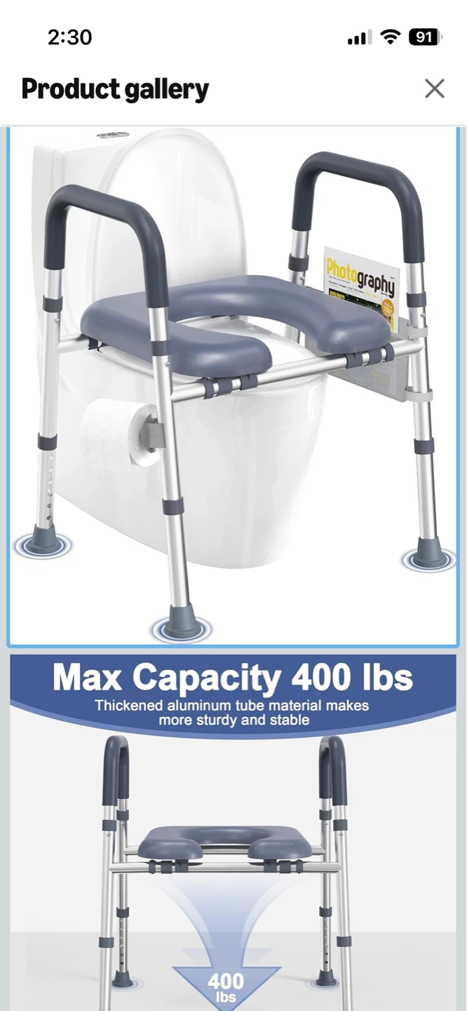 Adjustable Toilet Safety Frame with Padded Seat
