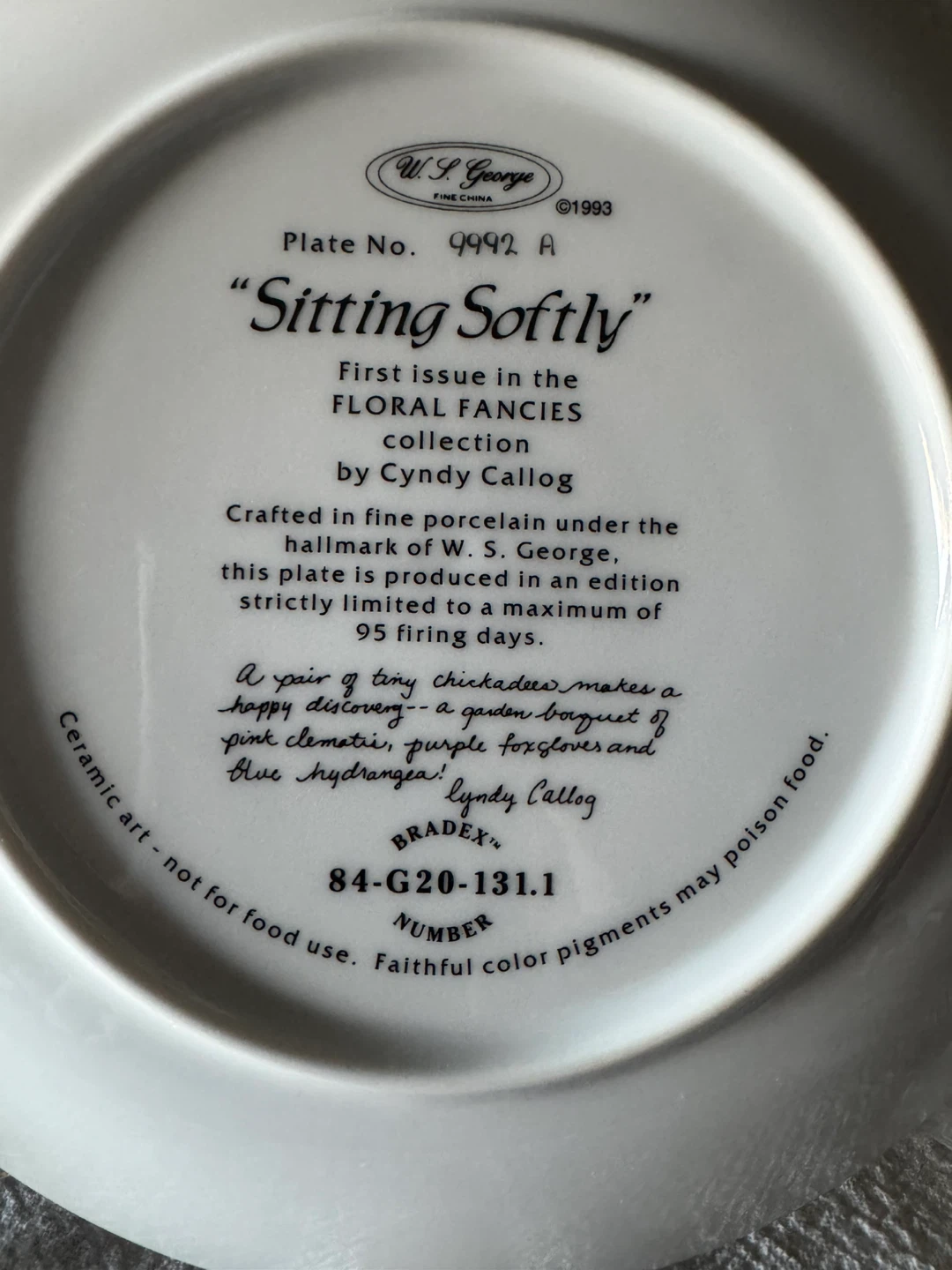 W.S. George "Sitting Softly" Plate by Cyndi Callog - photo 4
