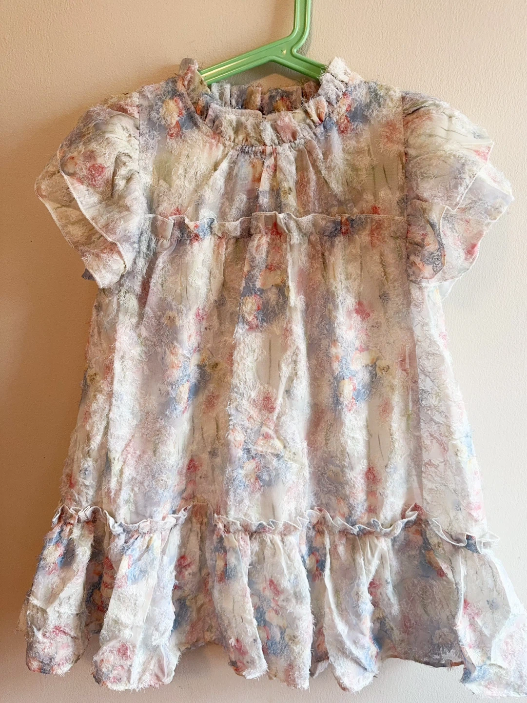 Girls Floral Print Dress and Sun Hat Set size 7/8T