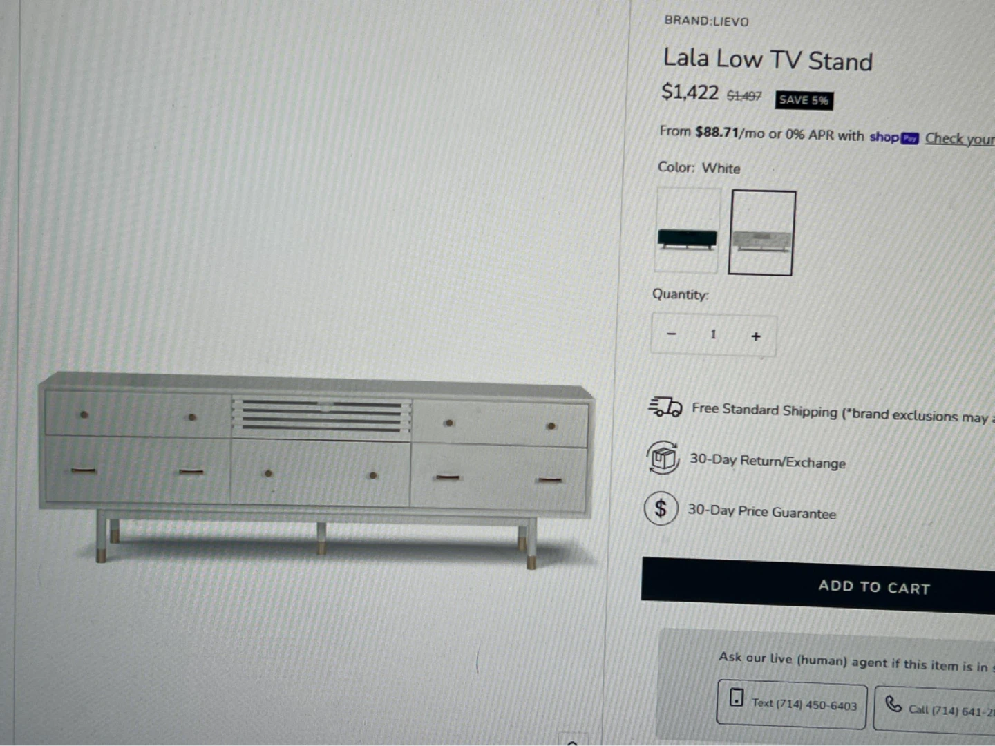 LIEVO Lala Low TV Stand - White