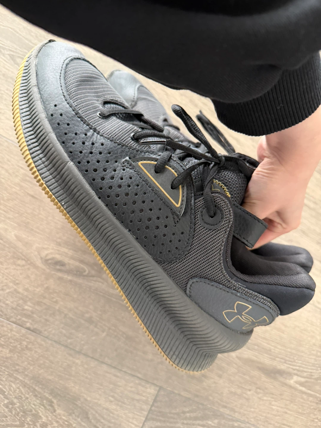 size 10.5 Under Armour Black & Gold Athletic Shoes - photo 3