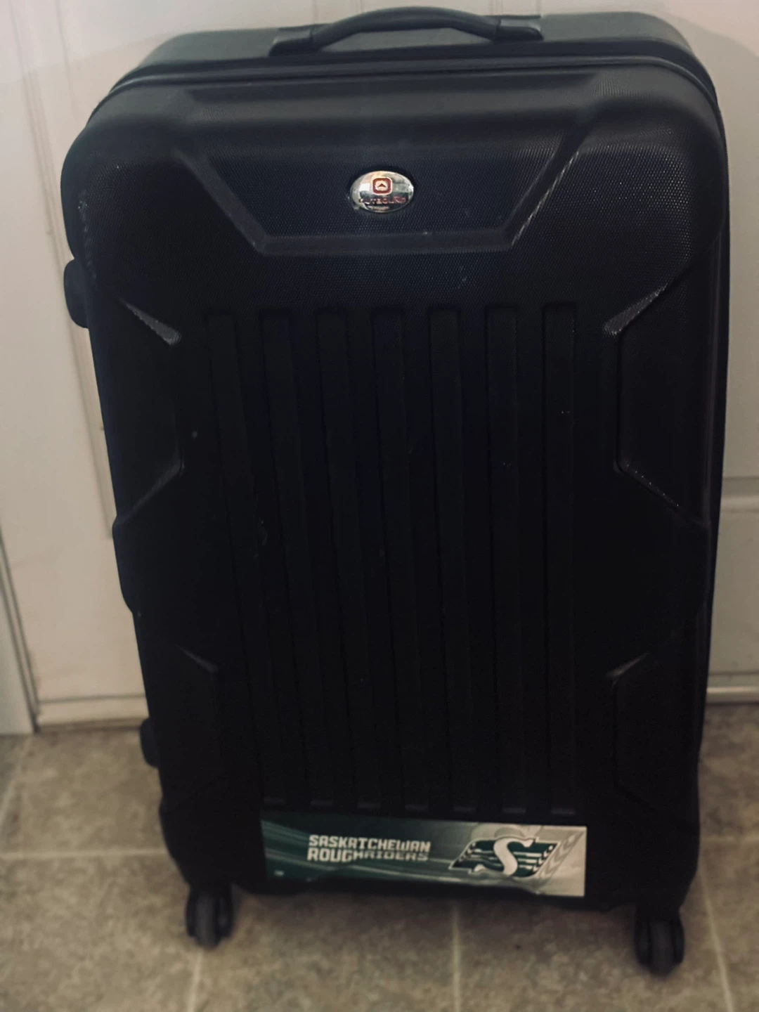 Black Saskatchewan Roughriders Hard Shell Suitcase