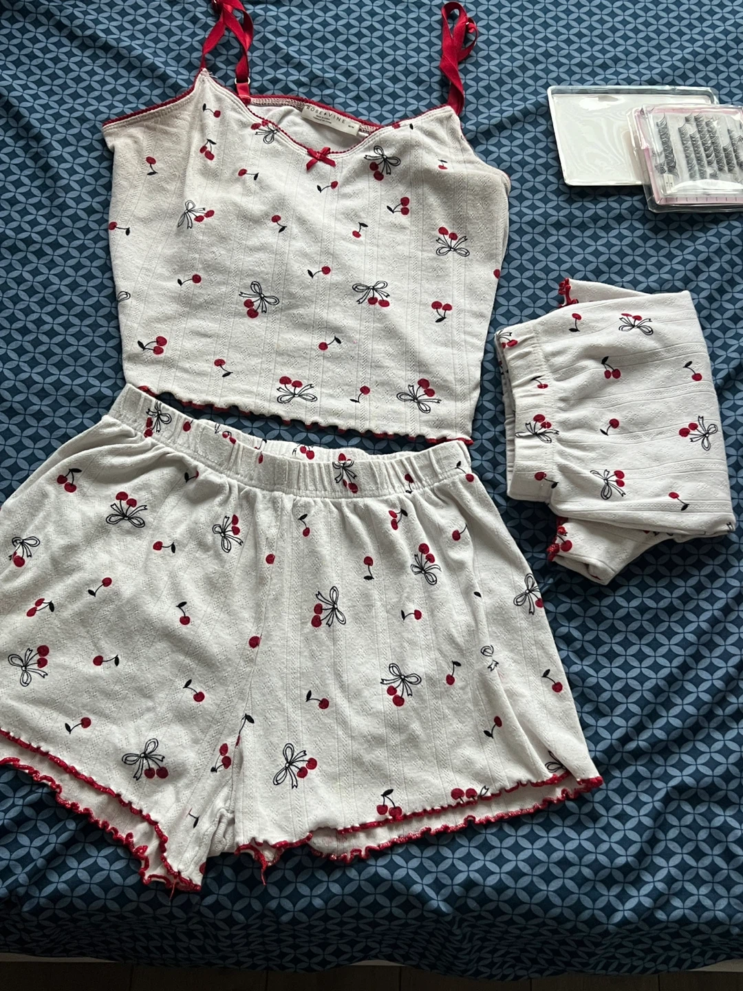 White Cherry Print Pajama Set - photo 2