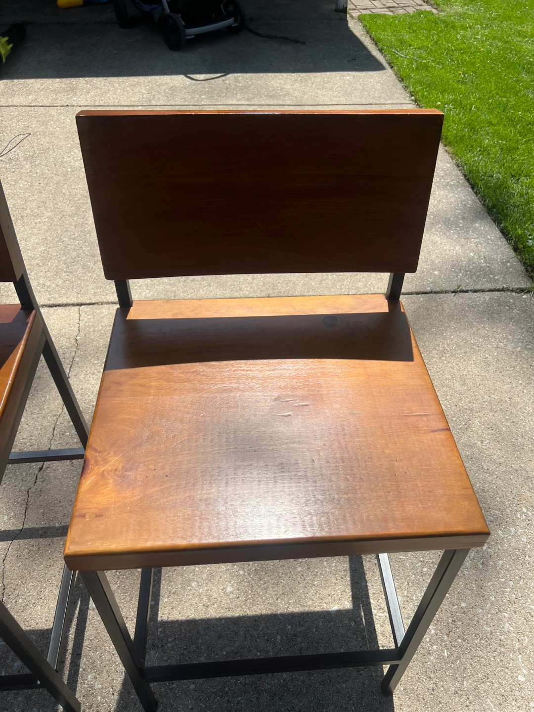 Set of 4 Wooden and Metal Bar Stools - photo 2
