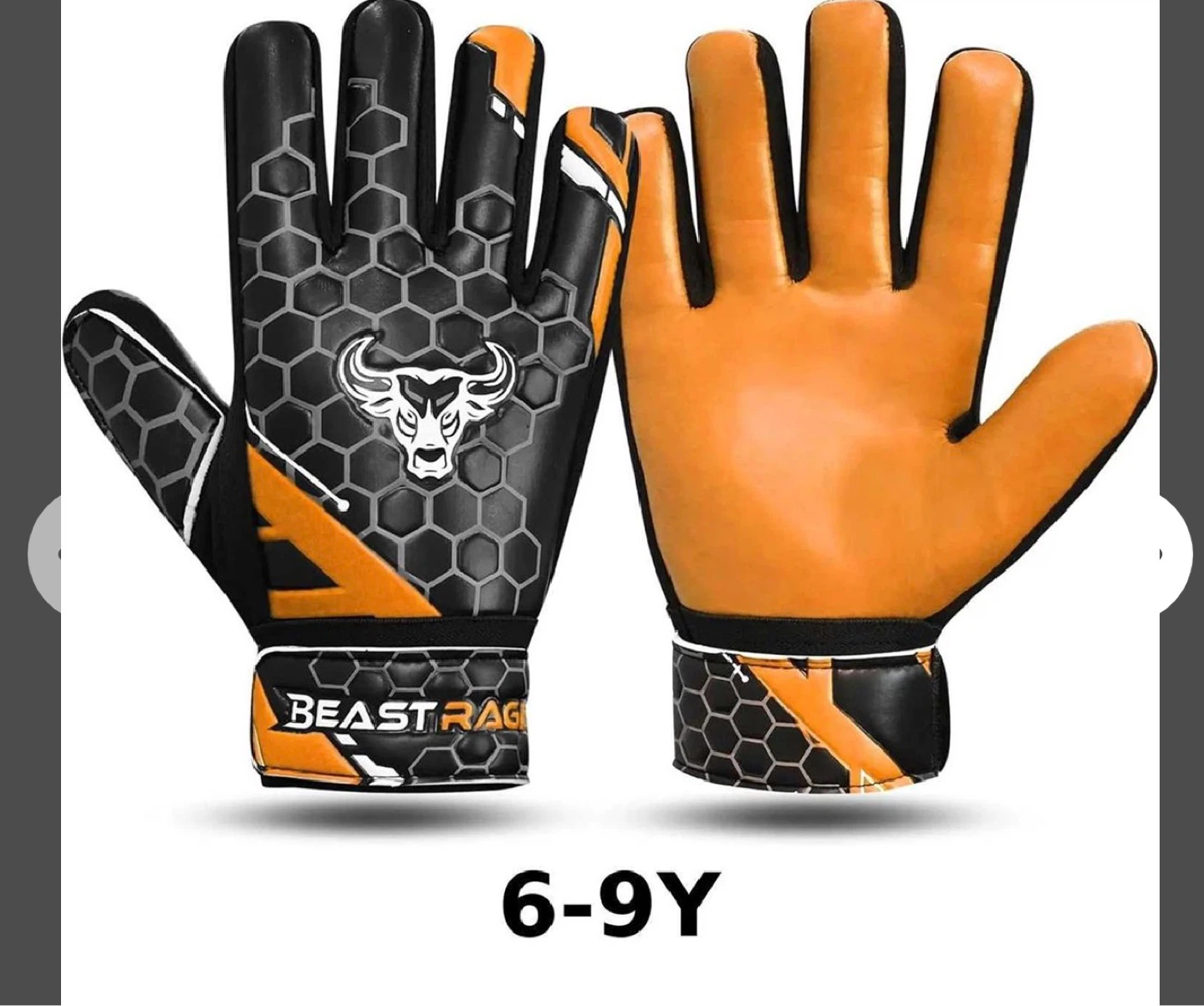 BEASTRAGE Goalie Gloves Orange Black 6-9Y