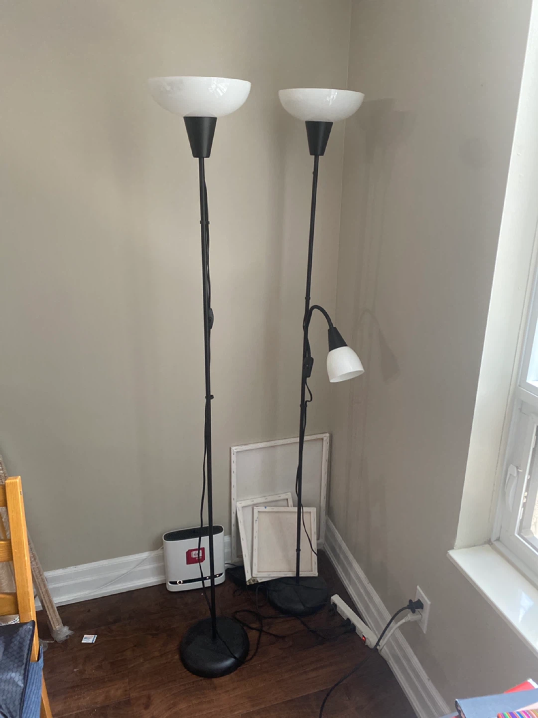 2 x IKEA Floor Lamps with Reading Light - Black