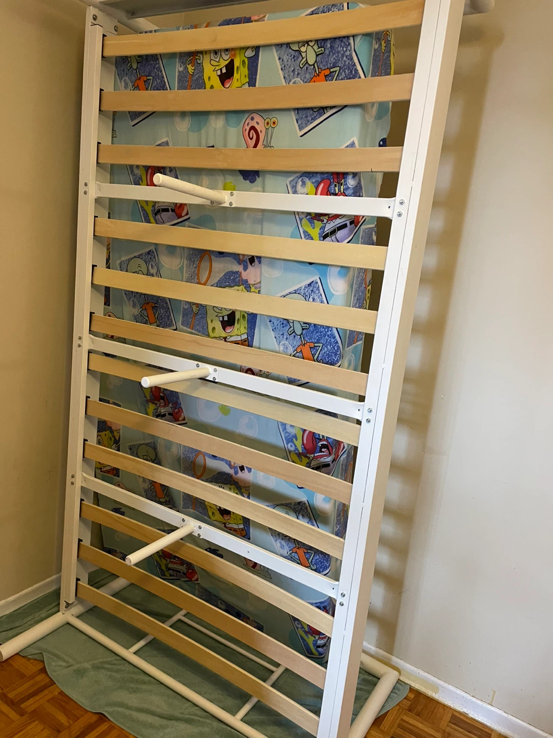 White Twin Bed Frame with Slats