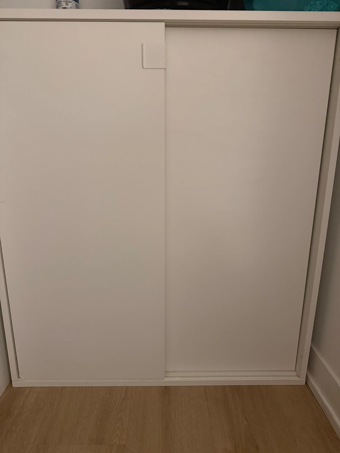 White Desk with Sliding Door Cabinet - photo 2