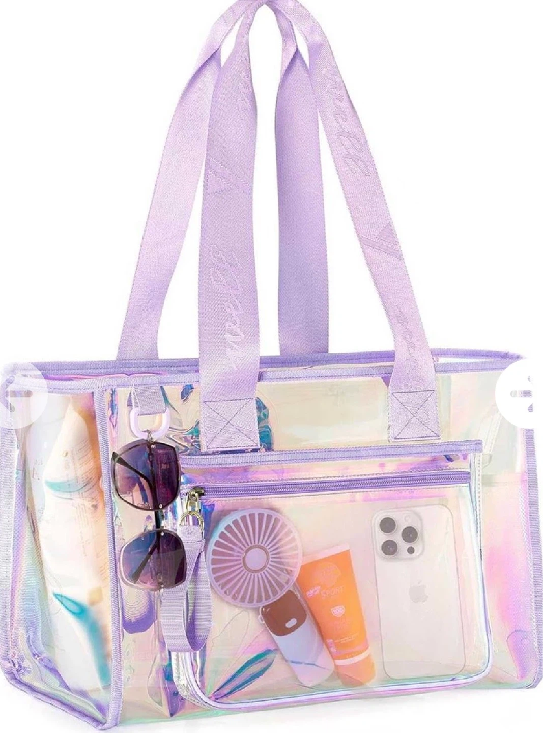 Large Clear Iridescent Beach Bag for Women