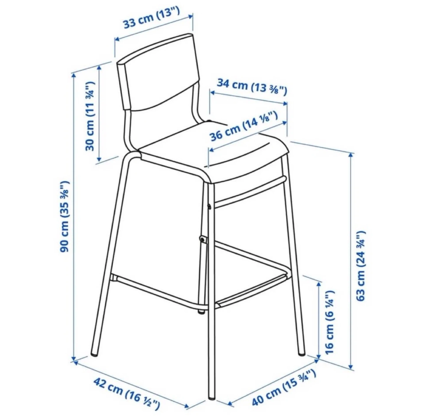 2 IKEA STIG Bar Stool Black Seat Chrome Legs - photo 2