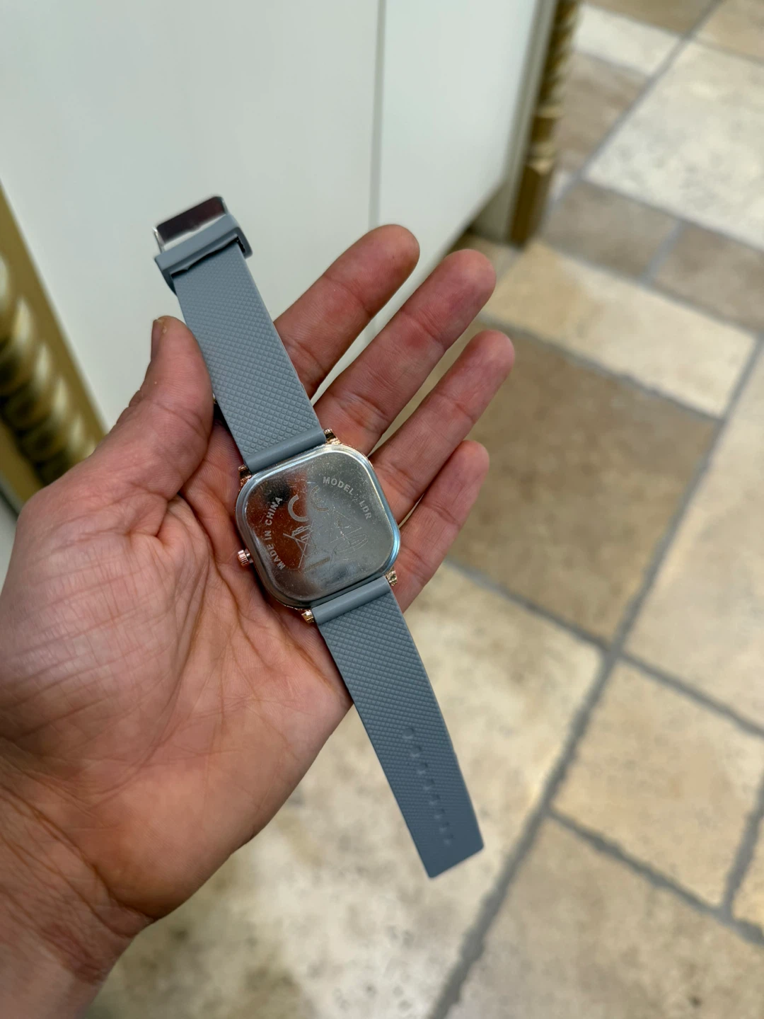Square Face Quartz Watch - Grey Silicone Band - photo 2