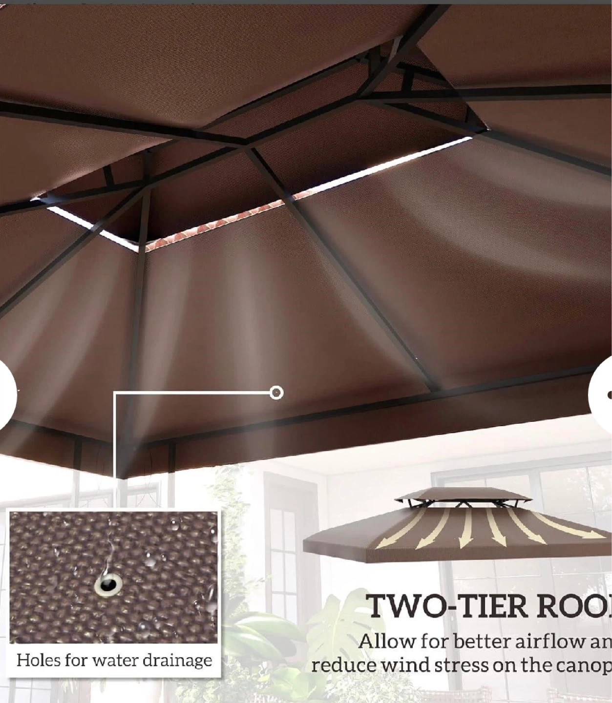 Replacement Gazebo Top Cover - Brown - photo 2