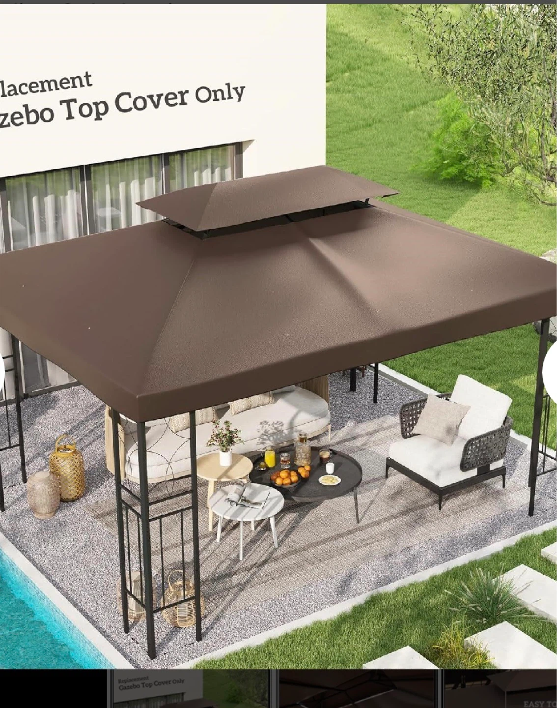 Replacement Gazebo Top Cover - Brown
