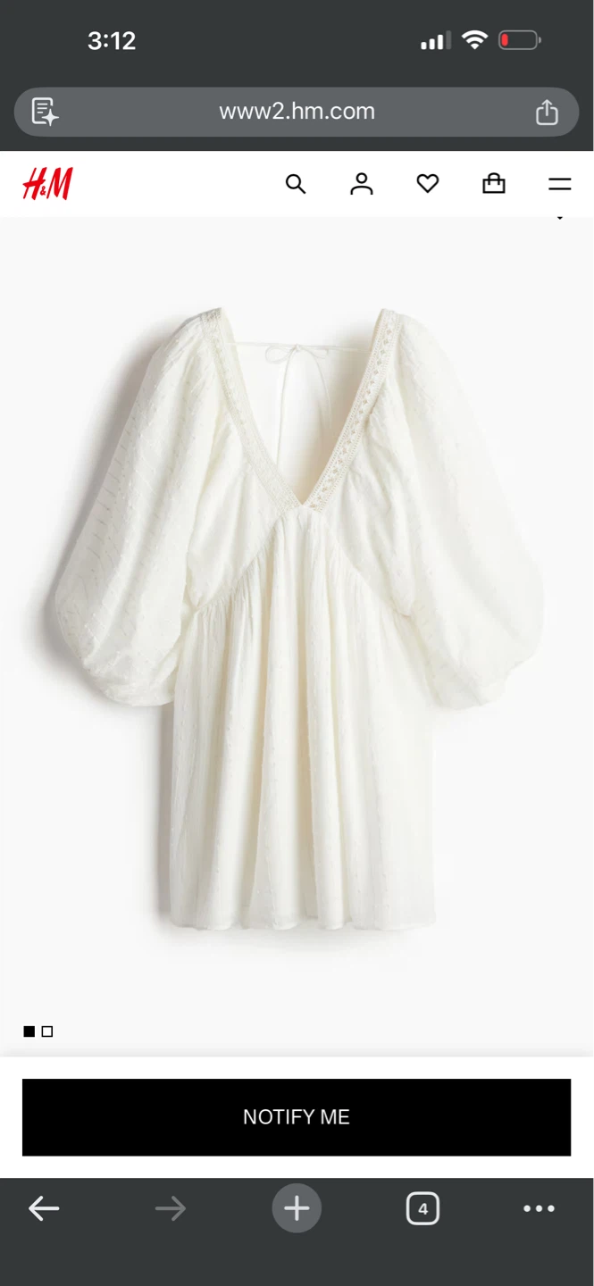 H&M White Textured Cotton dress