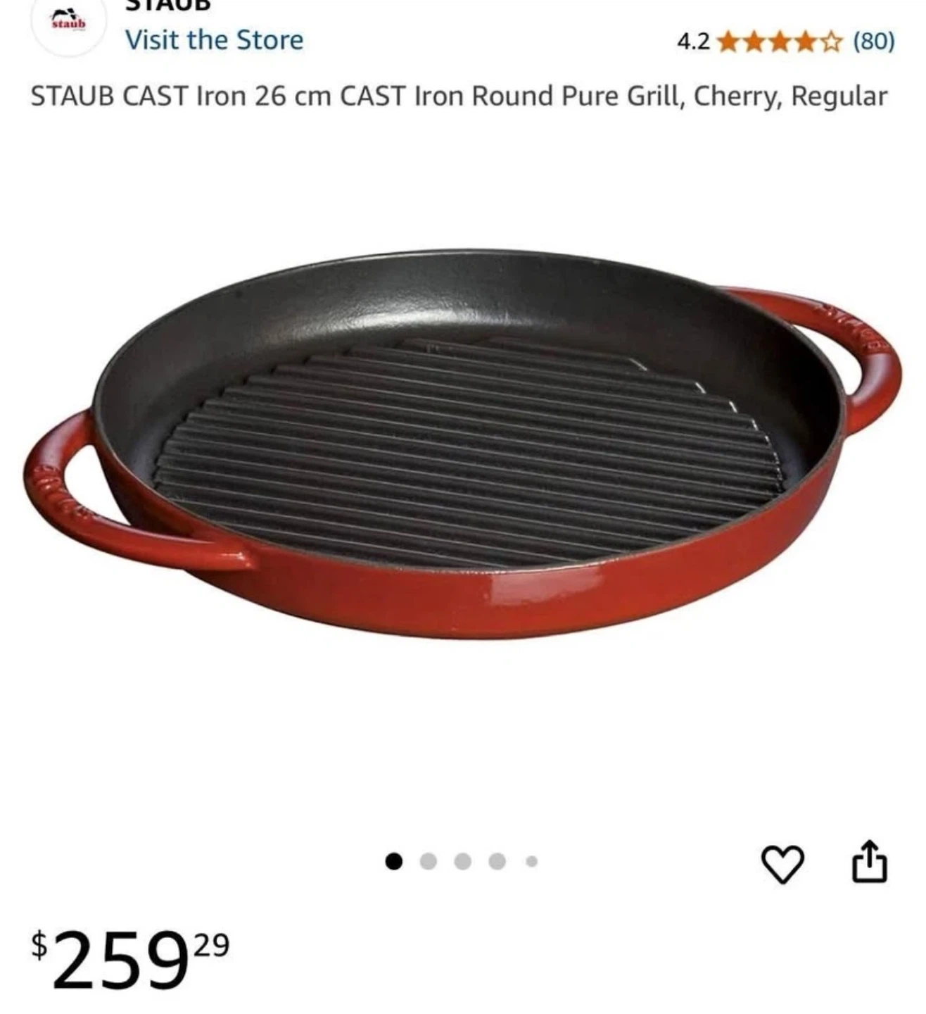 New in the box Staub Cast Iron Round Grill Pan - 26 cm - photo 3