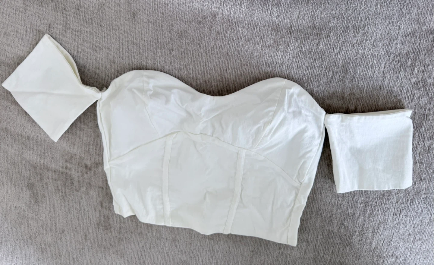 White Cotton Off-the-Shoulder Corset Top