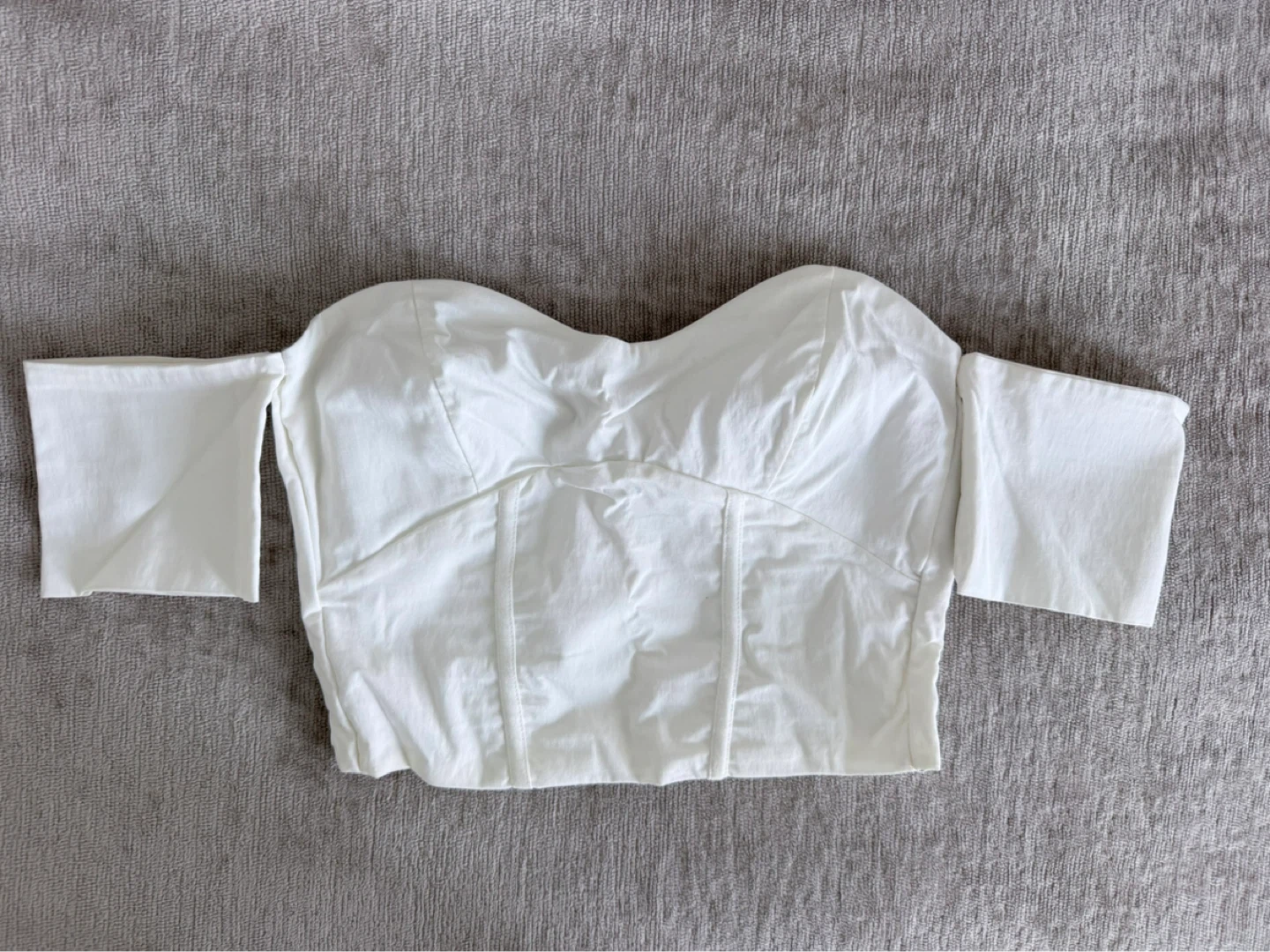 White Cotton Off-the-Shoulder Corset Top - photo 2