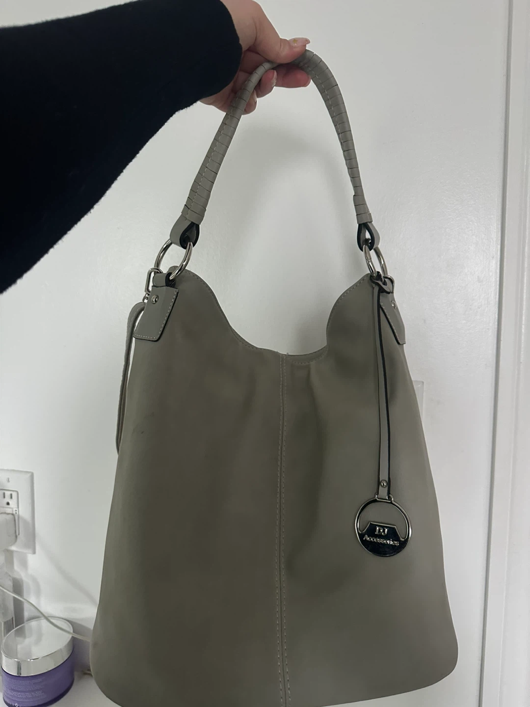 Beige/Grey Hobo Bag