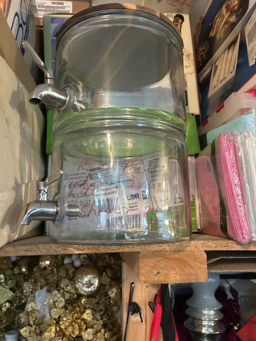 Stackable Glass Beverage Dispenser with 2 Spigots