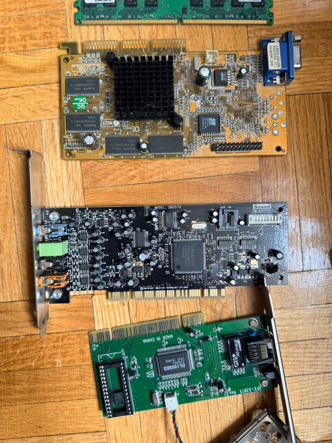 Assorted Computer Components: RAM, Sound Card, Motherboard - photo 2