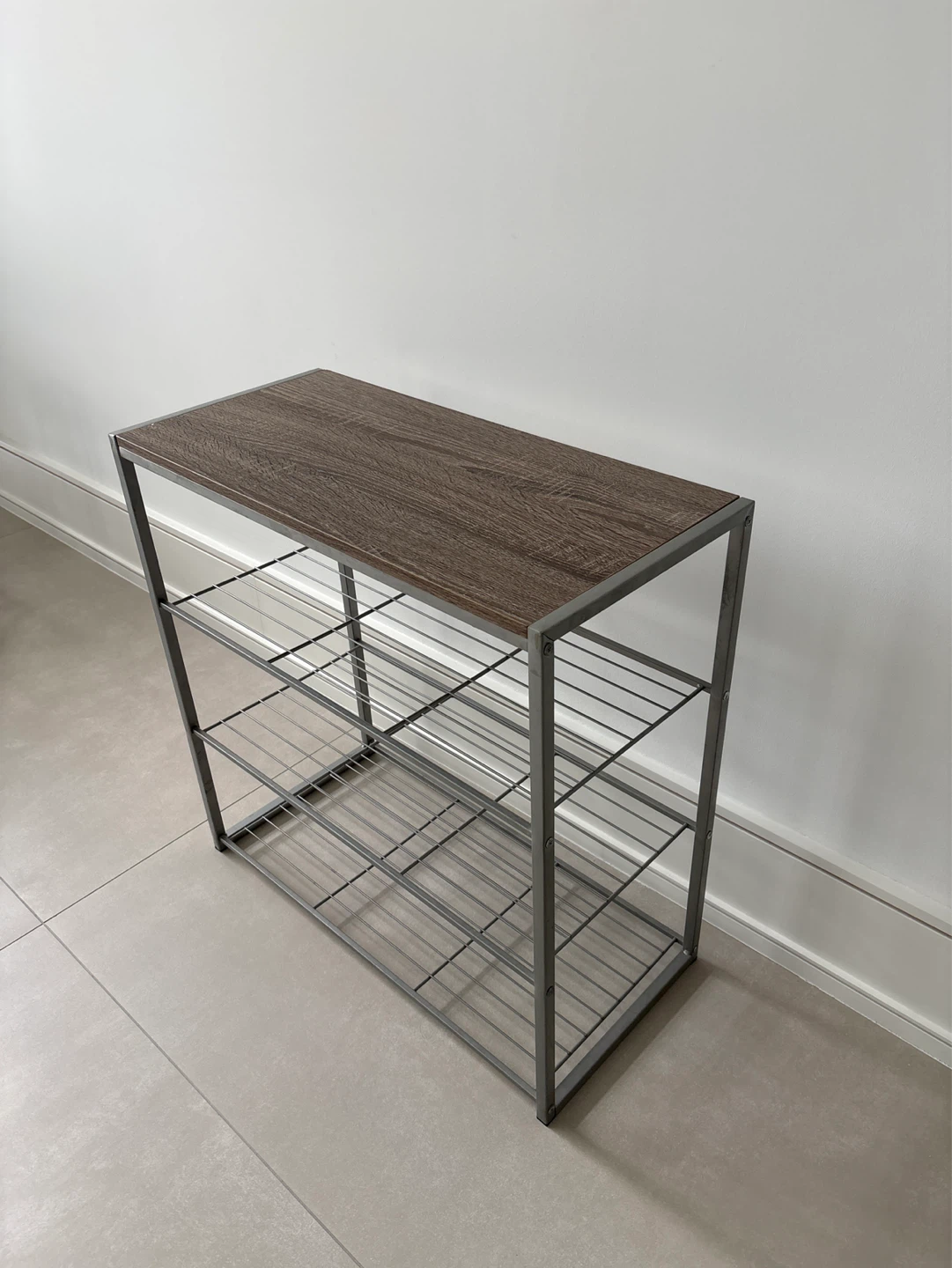 3-Tier Metal Shoe Rack with Wood Top - photo 3