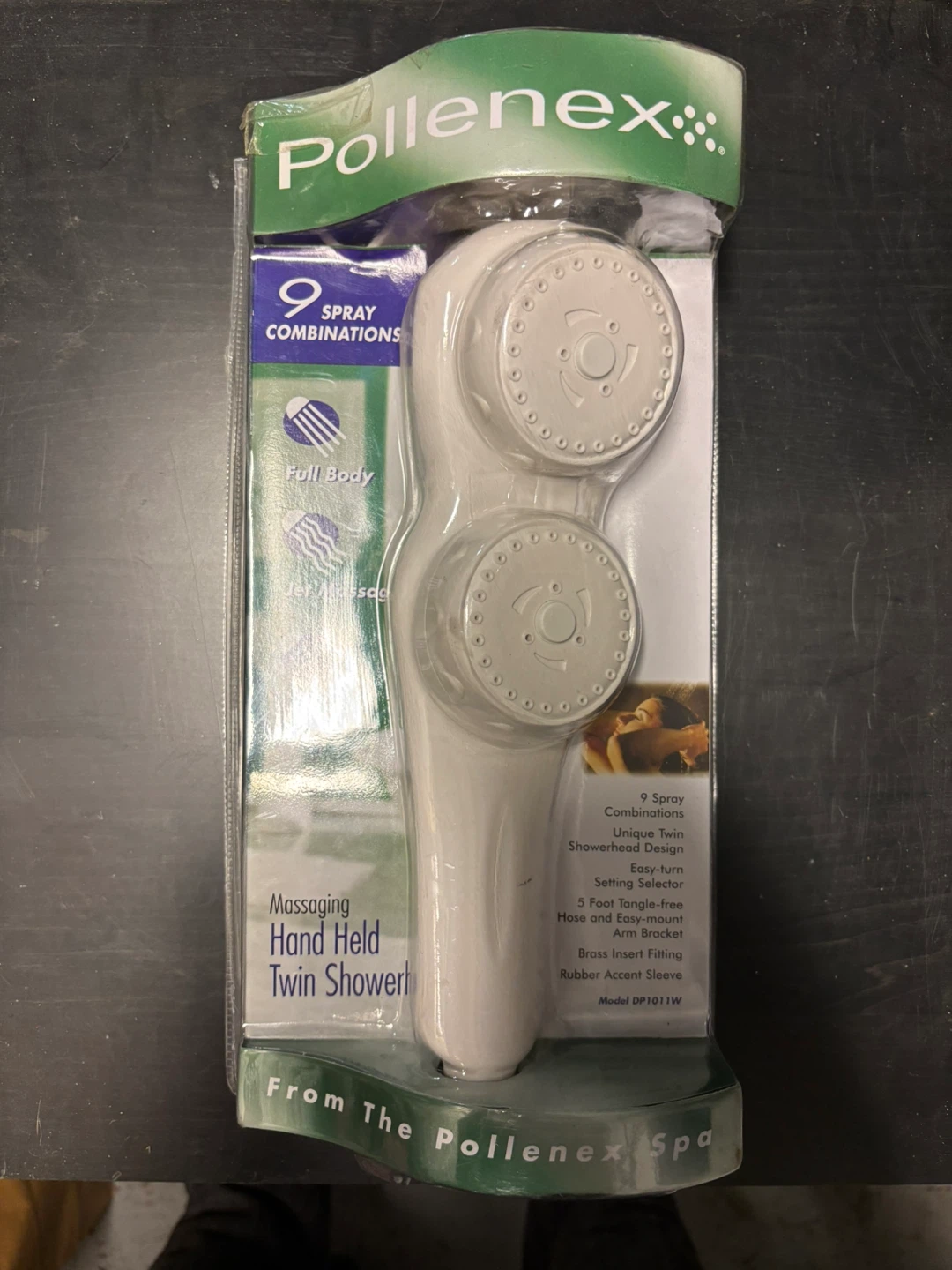 Pollenex Hand Held Twin Showerhead with 9 Spray Combinations
