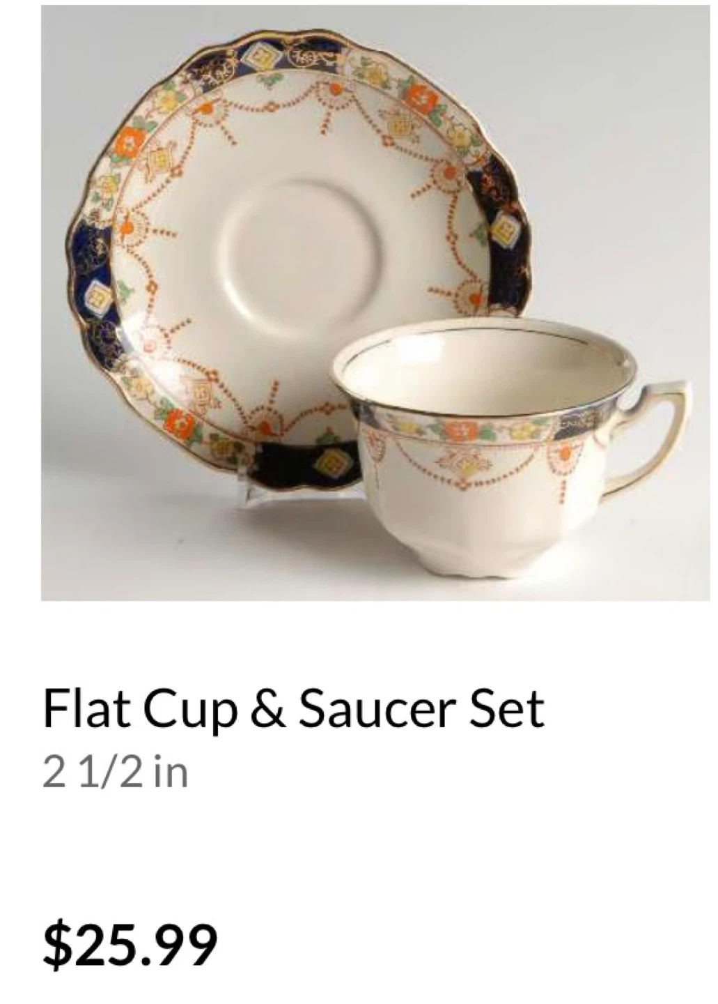 Myott Son & Co. "Derby" Pattern Teacup & Saucer Set