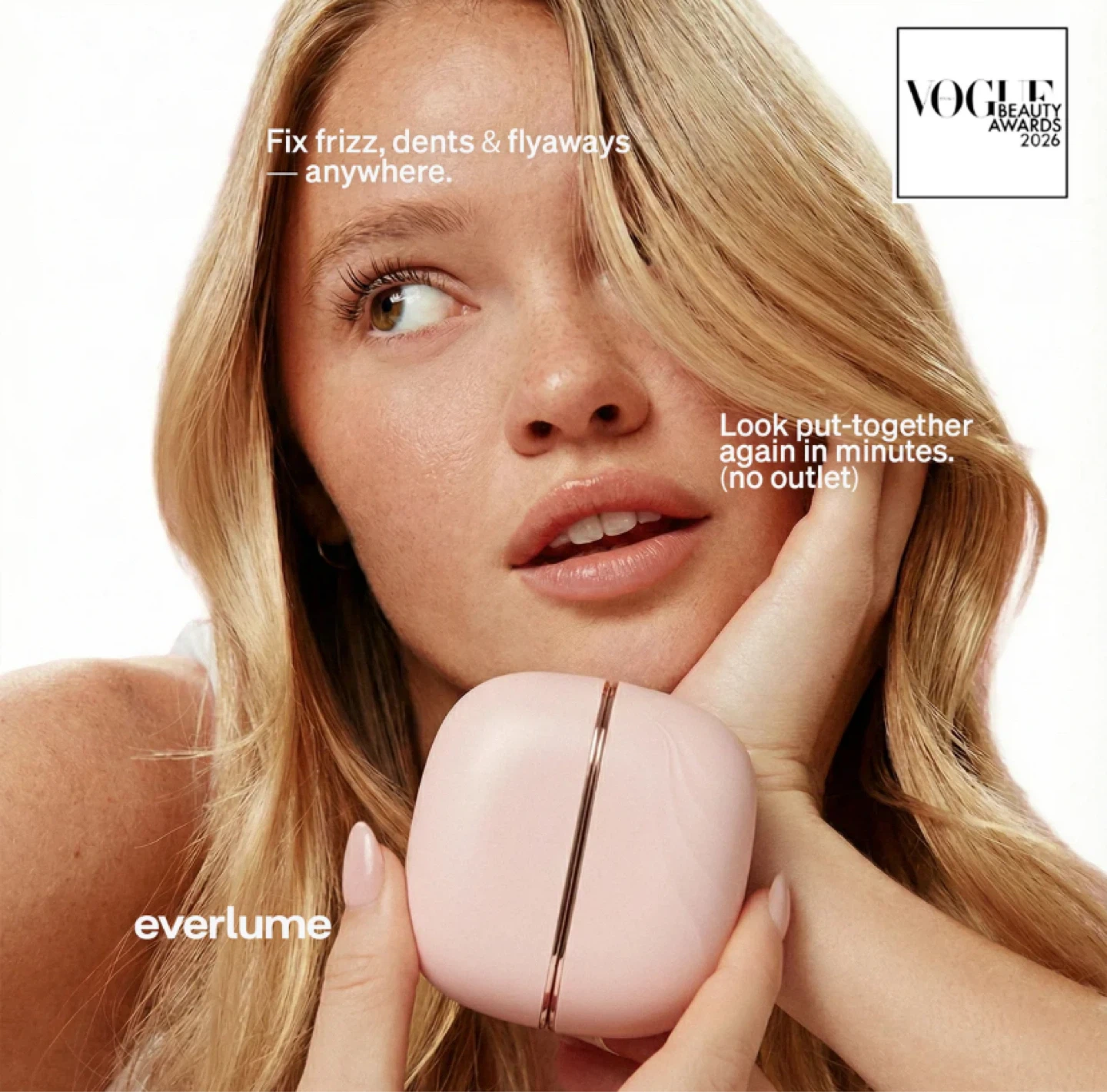 Everlume Portable Hair Straightener Brush - Pink