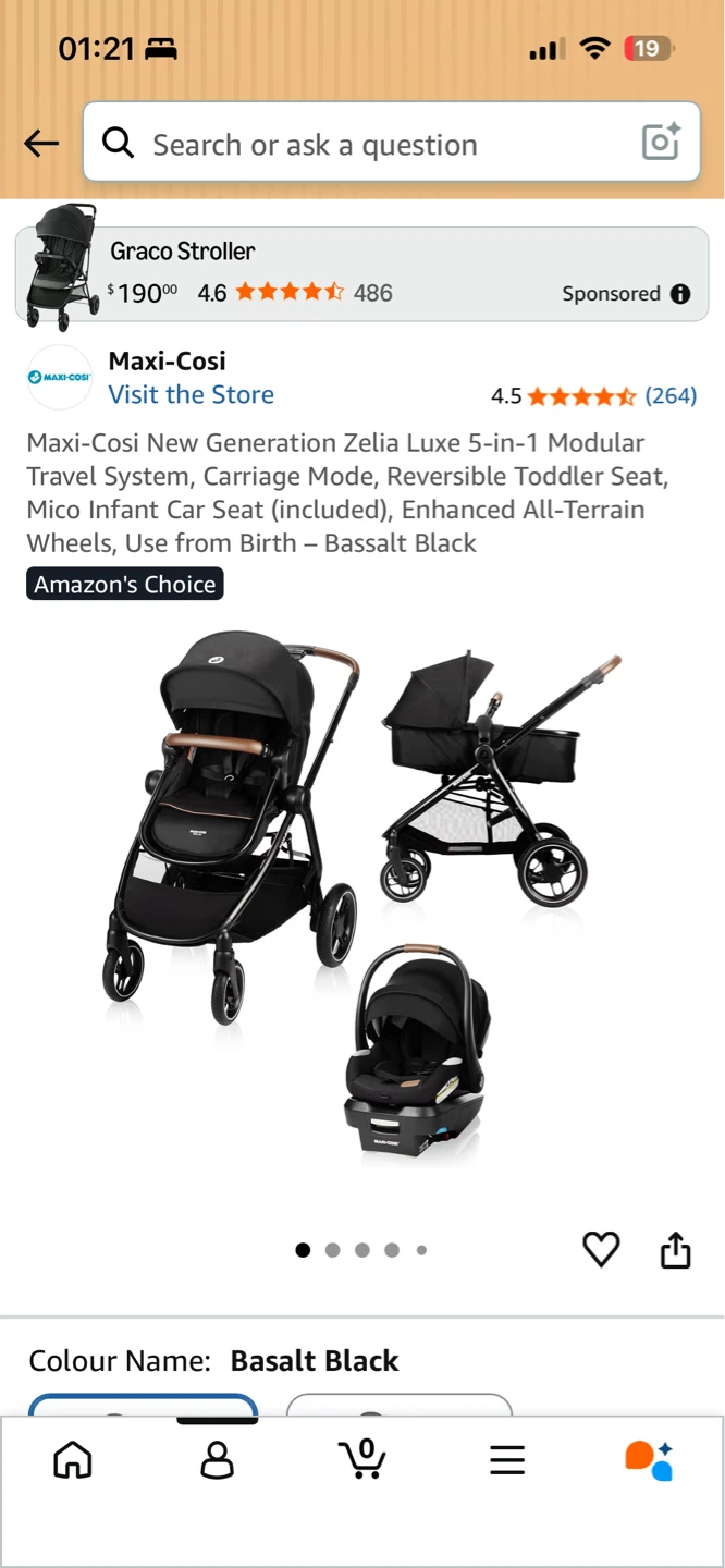 Maxi-Cosi Zelia Luxe 5-in-1 Travel System, Basalt Black - photo 3