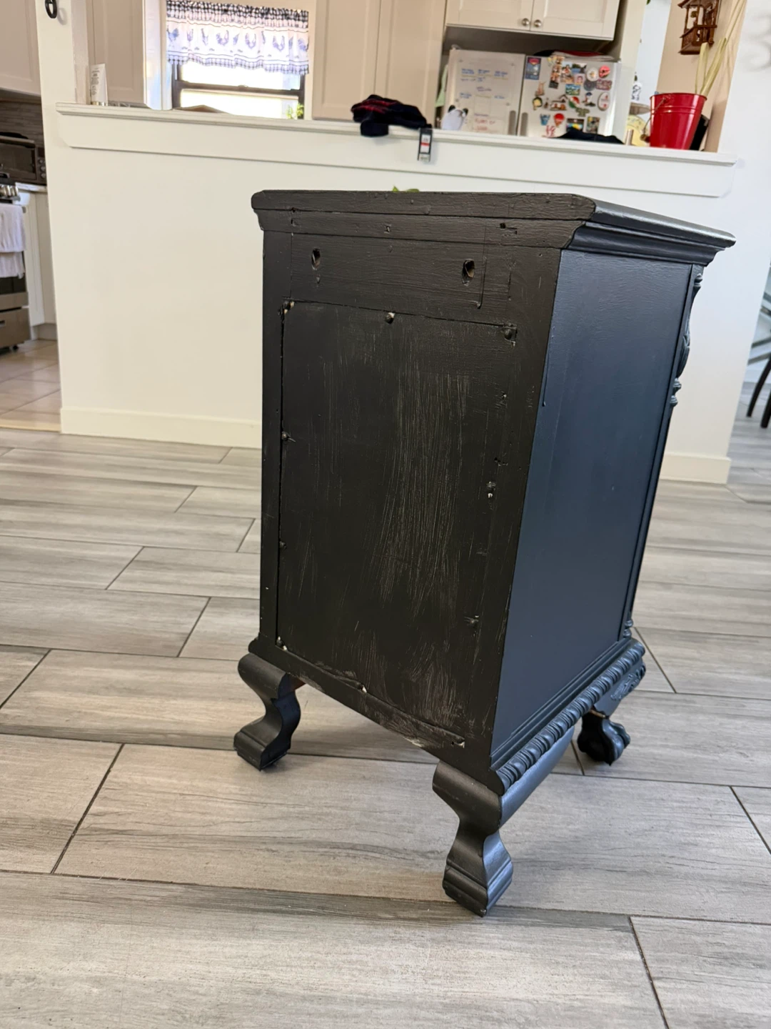 Black 3-Drawer Nightstand with Ornate Legs - photo 4