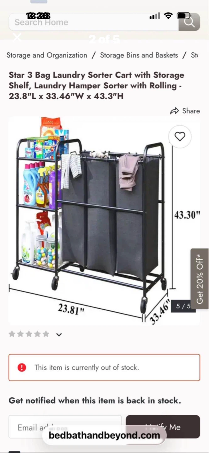 NEW 3 Bag Laundry Sorter & Shelves - photo 2