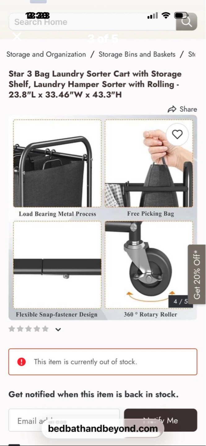 NEW 3 Bag Laundry Sorter & Shelves - photo 3