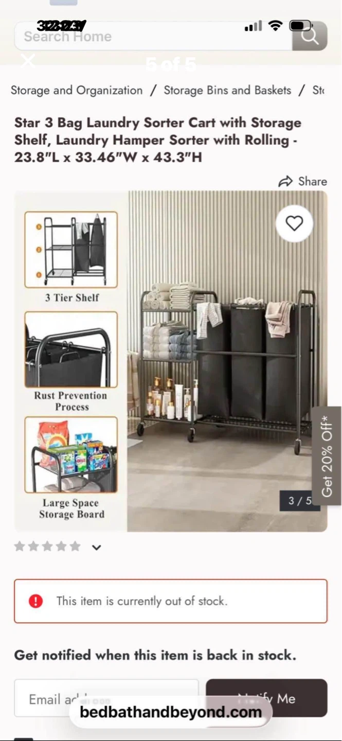NEW 3 Bag Laundry Sorter & Shelves - photo 5