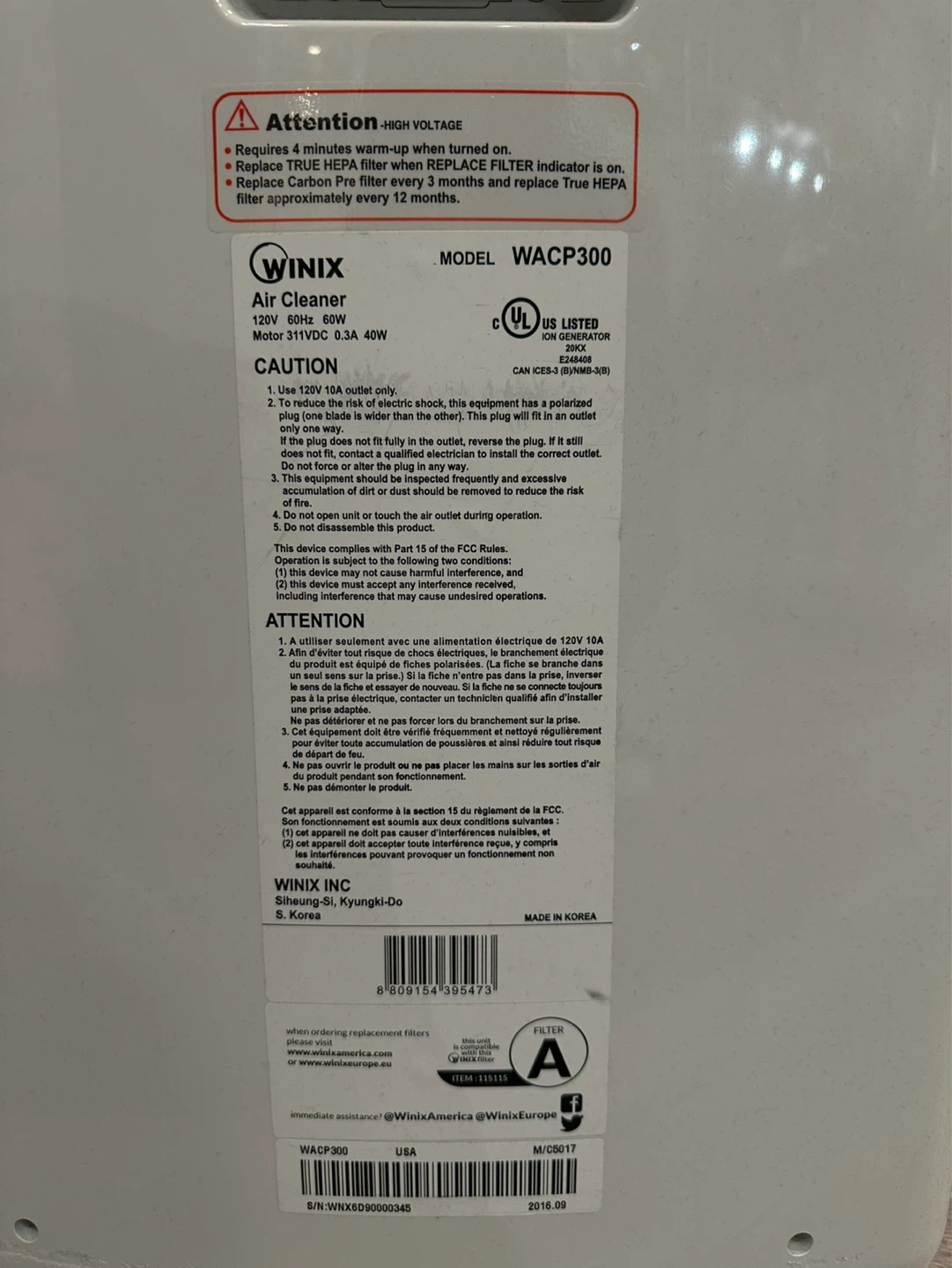 Winix Air Purifier - Free! - photo 3