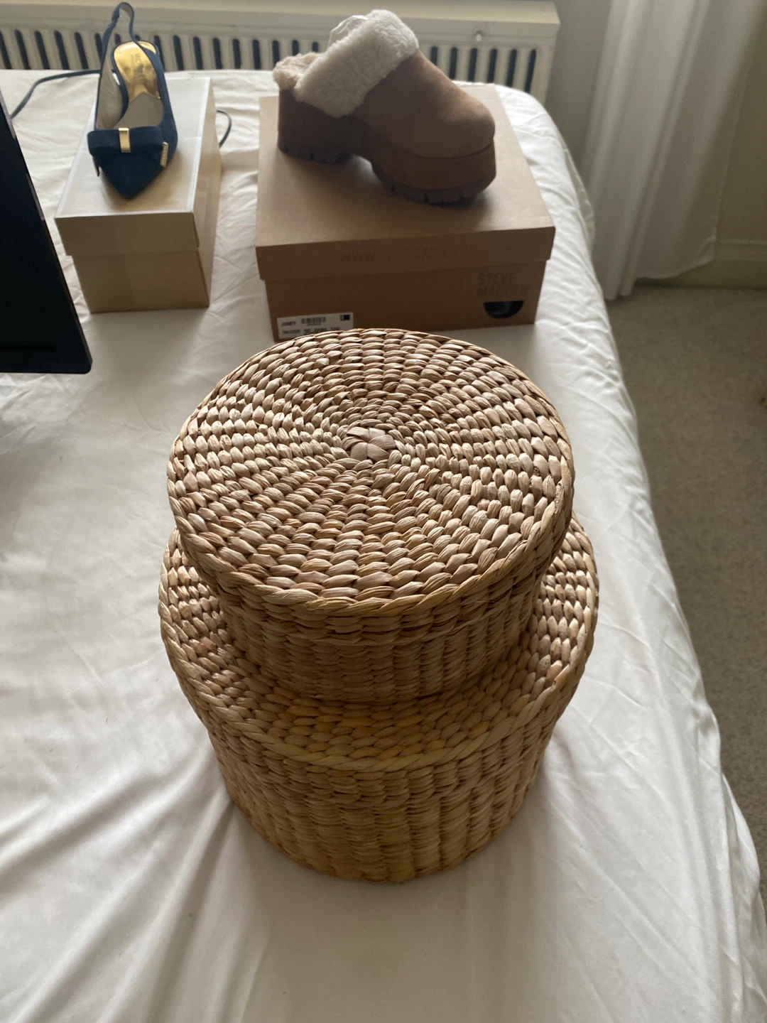 Set of 2 Woven Storage Baskets with Lids