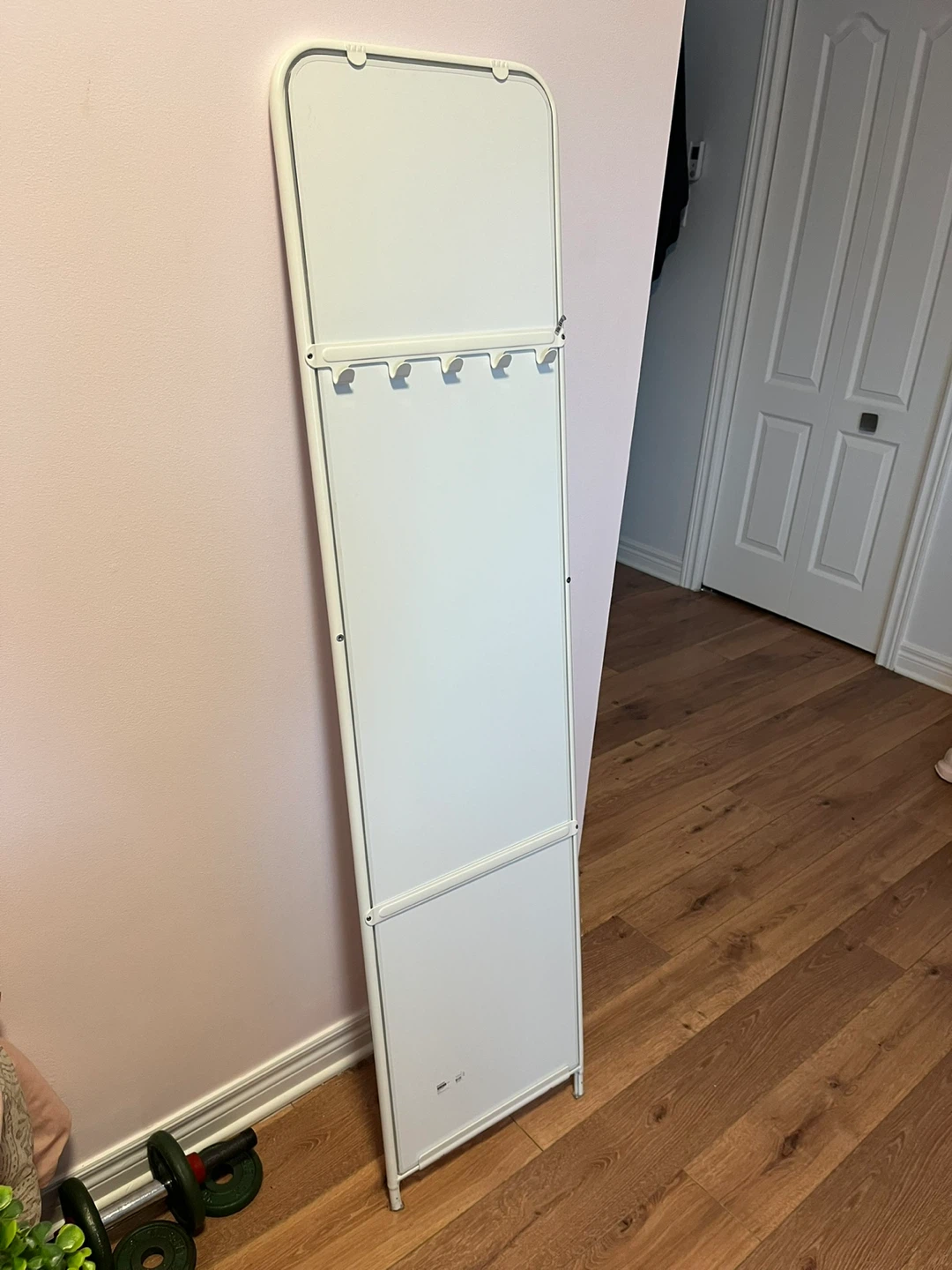 White Standing Mirror with Hooks - photo 2