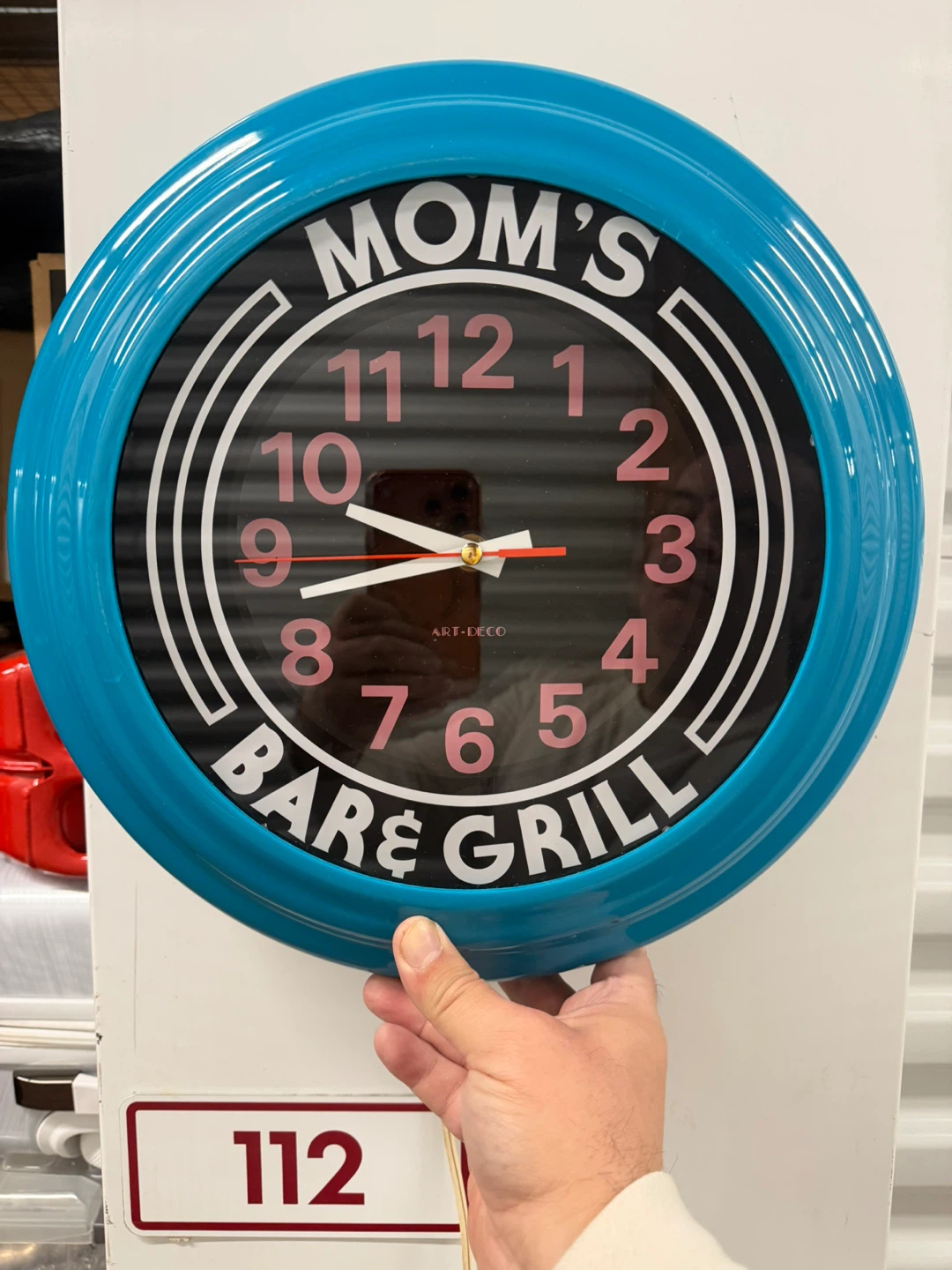 Mom's Bar & Grill Wall Clock - Turquoise Blue