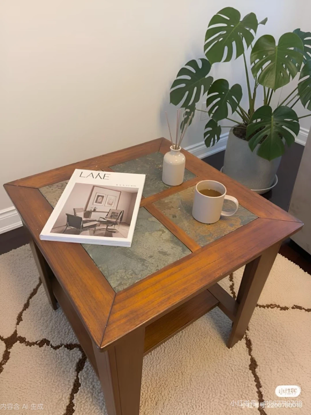 Real Slate & Oak Coffee Table Set - 2 Pieces - Heavy Duty / Rust - photo 3