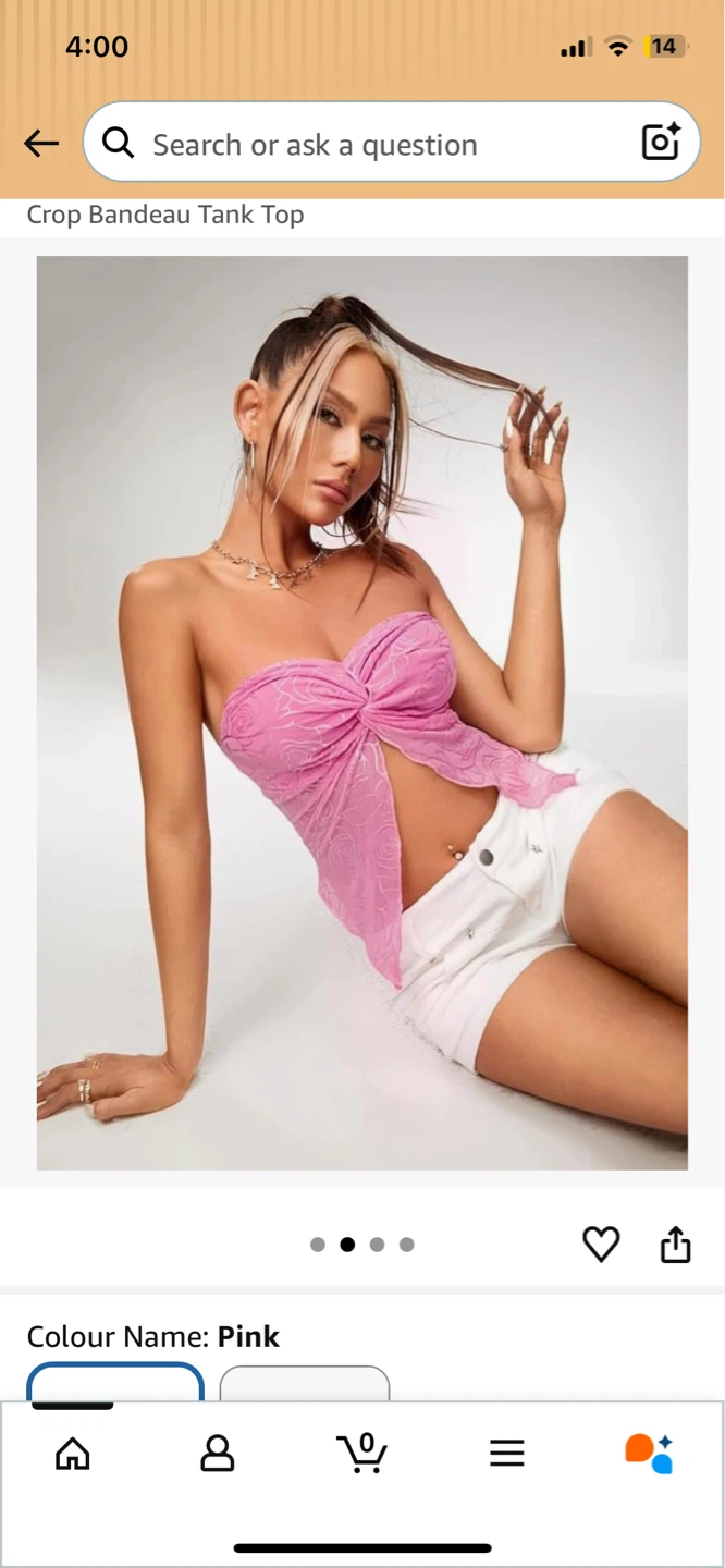 NEW! Pink Twist Front Bandeau Crop Top