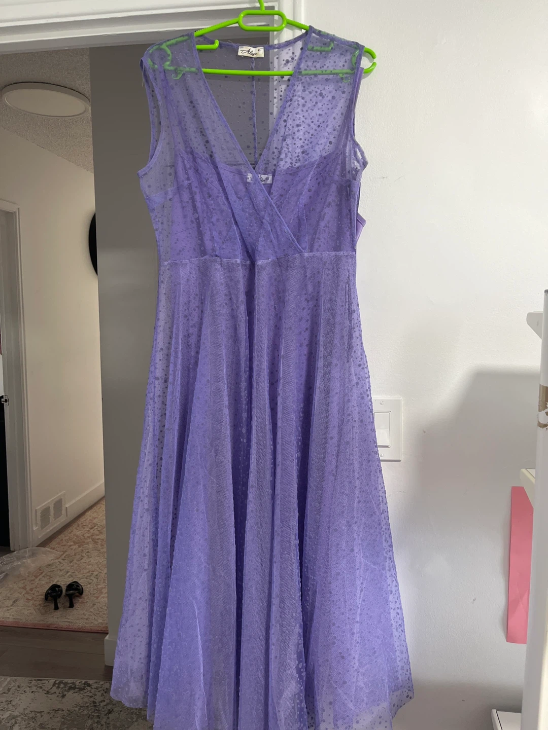 Purple Polka Dot Mesh Dress - photo 2