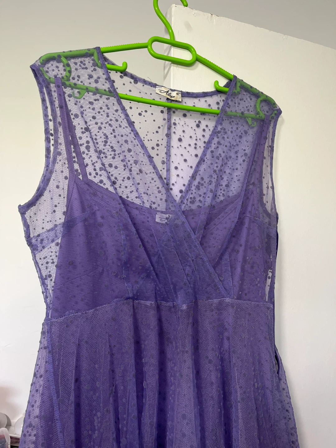 Purple Polka Dot Mesh Dress