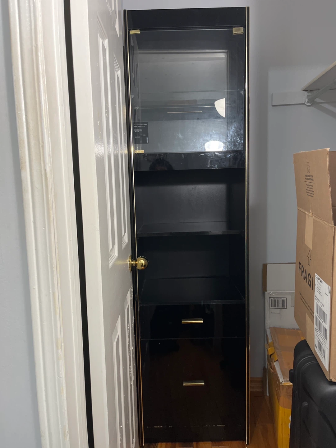 Black and Gold Display Cabinet pair of two